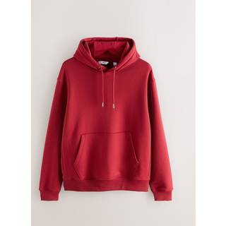Next Deep Red Regular Fit Heavyweight Cotton Rich Jersey Hoodie