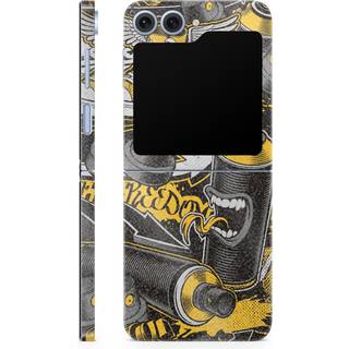 Glans glitter telefon hud kompatibel med Samsung Galaxy Z Flip 6 - Gul Hip Hop - Premium 3m vinylbeskyttende indpakning Decal Cover - Let at anve