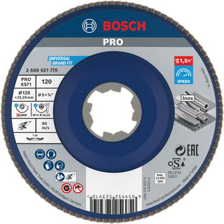 Bosch Best for Metal Lamelslibeskive med X-LOCK X571, vinklet 125 mm, G 120