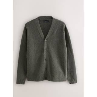 Next Dark Green Relaxed Fit Cosy Cardigan with Wool