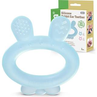 Haakaa silikone baby teether - kanin øre frosset tyngelegetøj til babyer 3-6 måneder - kold tænderaflastning - BPA gratis silikone -blå