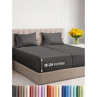 Ekstra Deep Pocket Split King-lagner - 5-delt ndbart og klende lagner - Hotel luksus lagener - Bldt, rynkefri og behageligt - Passer nemt til