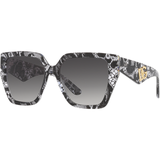 Dolce & Gabbana Kvinde DG4438 32878G Solbriller Acetat Sort Grå Firkantet Normal Skygge