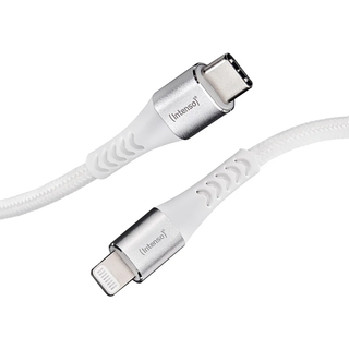 Intenso® USB-C 3.0 til Lightning lade- og datakabel, MFI, tekstil, hvid, 1,5m
