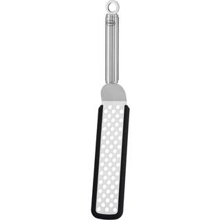 Rösle flexibler Wender 32 cm gelocht mit Rundgriff - Edelstahl mit Silikonrand - Schwarz,Silber
