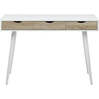 Neptun Skrivebord hvid Melamin og egefiner skuffer - 50x110cm H: 76cm