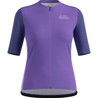 Odlo Women's Essential Heritage Print Shirt S/S FZ Cykeljersey Damer størrelse M farve lilla