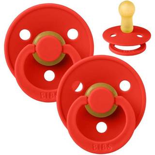 BIBS Rund Colour Sut - 2-Pak - Str. 2 - Naturgummi - Candy Apple/Candy Apple