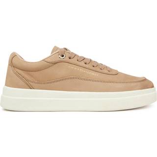 Leather Metallic Logo Court Trainers