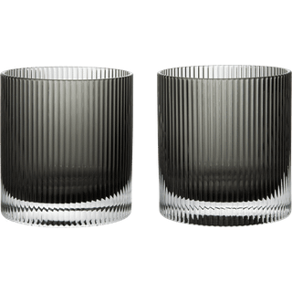 Ferm Living Ripple Drinksglas 2-pak Smoked Grey - Tumblers Mundblæst Glas Røggrå - 1104270637