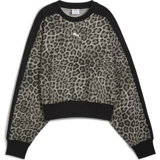 PUMA T7 Leo Luxe Oversized Crew Sweat Women, Clothing, Black, S