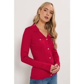 Lts Tall Red Ribbed Button Detail Top Size 10-12