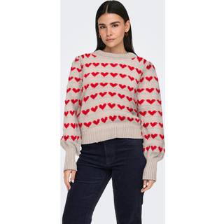 Sigrid Striktrøje, Cement/Red Heart, S