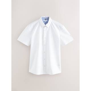 Next White Slim Fit Short Sleeve Oxford Shirt - large