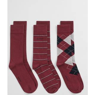 GANT Herre 3-Pack sokker med argyle og striber (40-42)