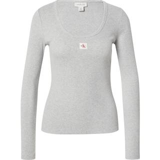 Ribbed Cotton Long Sleeve Top - Grey - S