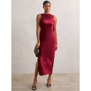 Reiss Reiss Red Alula Petite Satin Draped Open-Back Dress - EU 42 (UK 14)