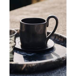 Flow Mug with Saucer - Off-White Speckle