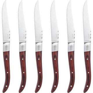 Grillknive, rødt pakkatræ, 6 stk.