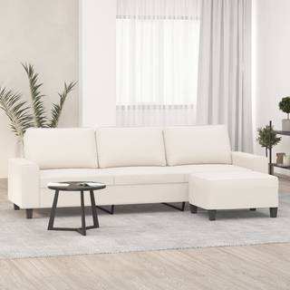 3-personers sofa med fodskammel 210 cm mikrofiberstof beige