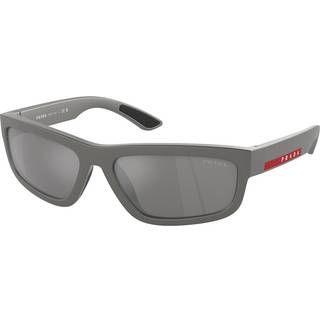 Prada Linea Rossa Mand PS 05ZS 16X7W1 Solbriller Injiceret Grå Grå Firkantet Spejlet Spejl - Grå