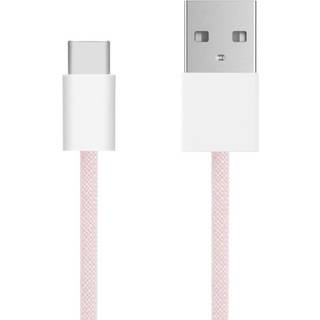 Linocell Flettet USB-A til USB-C kabel - Lyserød 2 m