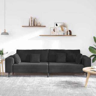 Fløjls Sofa Med Pude Sort 208 Cm Fløjl