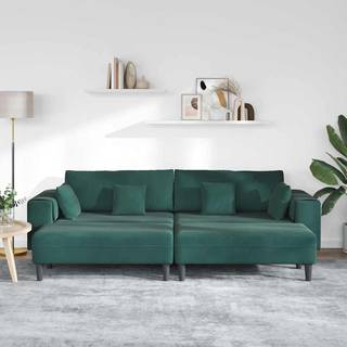 Fløjls Sofa med pude 3 pcs Mørkegrøn 208 cm Fløjl