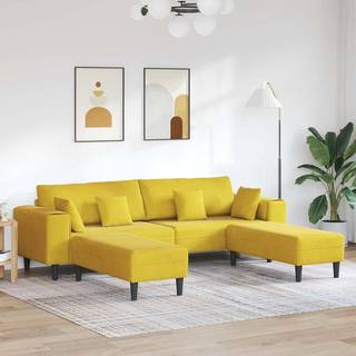 Fløjls Sofa med pude 3 pcs Gul 208 cm Fløjl