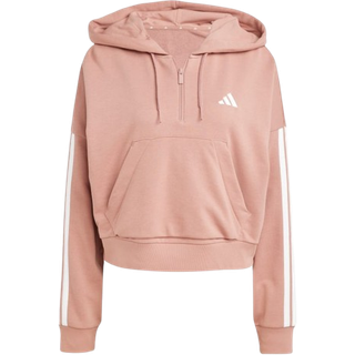 Essentials 3-Stripes French Terry Quarter-Zip hættetrøje - Warm Clay / White - XS