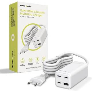 Mobile Origin GaN 100W Compact MultiHub Charger PW18 with 3x USB-C + USB-A