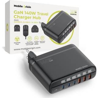 Mobile Origin GaN 140W Travel Charger Hub PW12 EU/UK/US 3x USB-C + 3x USB-A