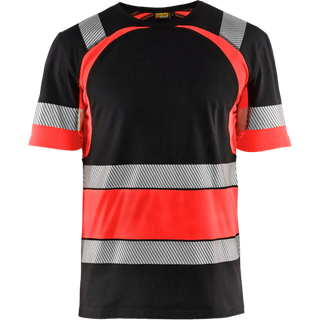 Blåkläder 3421 High Vis T-shirt / High Vis T-shirt - 3XL - Sort/High Vis Rød