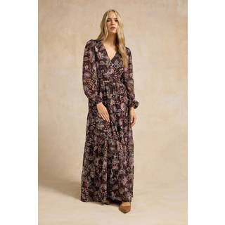 Lts Tall Chocolate Brown Paisley Chiffon Tiered Dress 16 Lts | Tall Women's Maxi Dresses