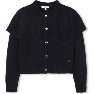 ChloÃ© Kids Caped cotton and wool cardigan - blue - Y 4