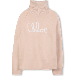 ChloÃ© Kids Logo cotton and wool turtleneck sweater - pink - Y 12