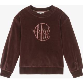 Chloé Kids Logo cotton velvet sweater - burgundy - Y 12
