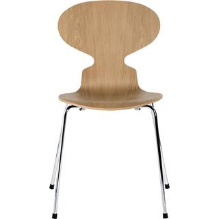 Fritz Hansen - Myren 3101 træfiner stålstel krom egetræsfiner - Spisebordsstole - Arne Jacobsen - Træ farvet - Metal/Træ