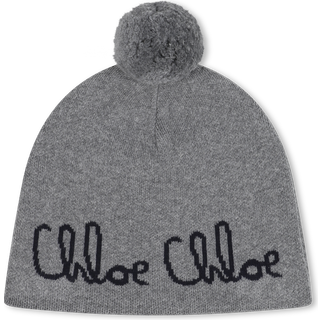 ChloÃ© Kids Logo cotton and wool beanie - grey - IV