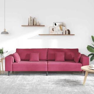 Fløjls Sofa Med Pude Vinrød 208 Cm Fløjl