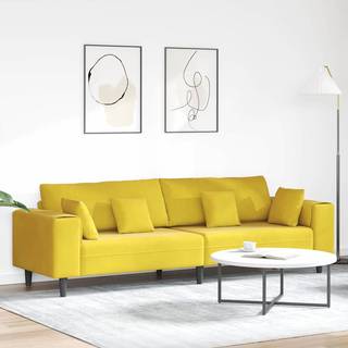 Fløjls Sofa med pude Gul 210 cm Fløjl