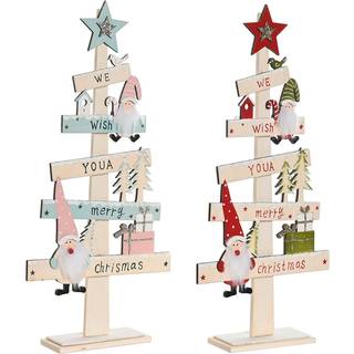 Juletræ DKD Home Decor Rød Pink Træ 17,5 x 5 x 38 cm (2 enheder)