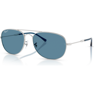 Ray - Ban Unisex RB3735 BAIN BRIDGE 003/S2 Solbriller Metal Sølv Blå Pilot Polariseret