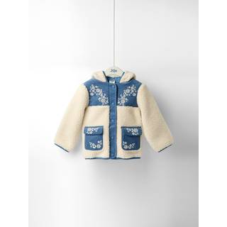 Jojo Maman Bébé JoJo Maman Bébé Blue Embroidered Popper Through Borg Fleece Jacket