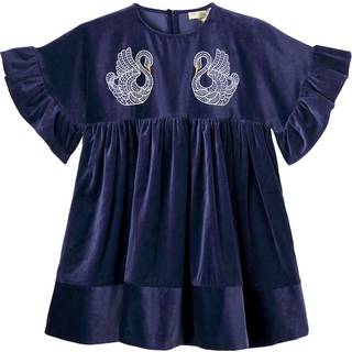 Stella McCartney Kids Embroidered cotton velvet dress - blue - Y 2