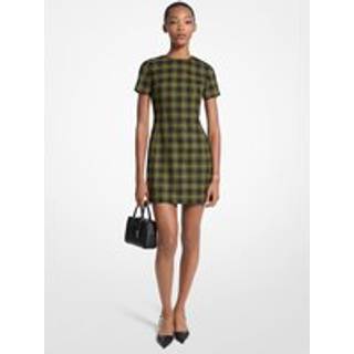 MK Plaid Print Stretch Wool Dress - Green - Michael Kors - EU 34