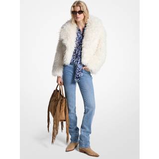 MK Cropped Faux Fur Jacket - Natural - Michael Kors - XL