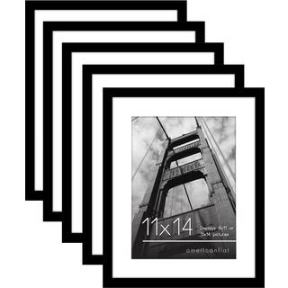 AMERICANFLAT 11X14 Billedramme med poleret plexiglass - S?t med 5 - Brug som 8x11 ramme med Mat eller 11x14 ramme uden Mat - Galleria Collection