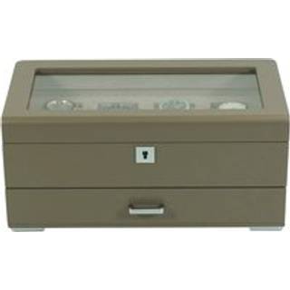 Rothenschild RS-3421-4-TA-TAN Uhrenbox braun [4] mit beigem Samt + Schublade