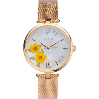 Holzkern Damenuhr Everbloom Pflaumenblüte Gelb/Goldfarben